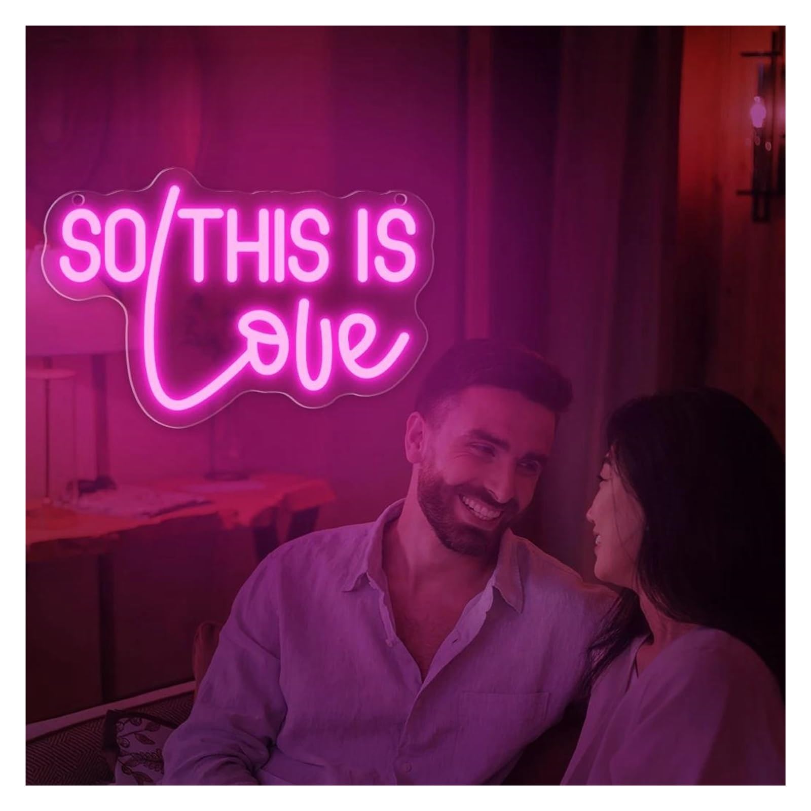 XENITE Luces Art Decoration Christmas Letrero Con Letras De Luz De Neón So THIS Is Love, Lámpara Regulable Alimentada Por USB, Decoración Artística De Pared, Luces De Neón De 16,6cmx25cm