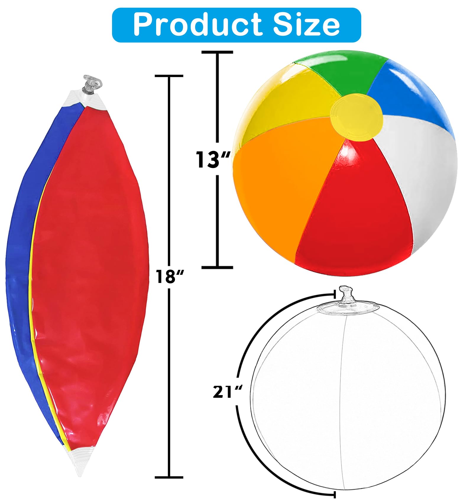 Lamnhin Beach Ball for Kids Pool Party: 12 Pack 18 Inch Inflatable Beach Balls Bulk - Blow up Beach Toys for Hawaiian Tropical Theme Party Decorations Favors Supplies