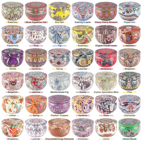 Scented Candles Gifts Set of 36 – 2.5oz Aromatherapy Travel Tin Candles, Relaxing Fragrances for Home, Spa, Gifts for Family, Friends, Teachers, Thank You Presents (Assorted Scents). - Image 3