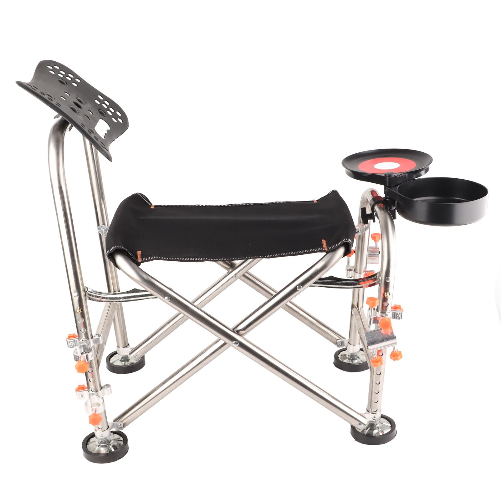 TANIQIACA Portable Fishing Folding Chair, Waterproof Breathable Camping Chair with Bait Box, Rear Storage Pocket, Heavy Duty Steel Frame, Detachable Design for Adventures Sports