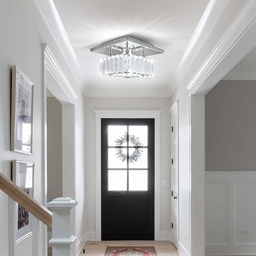 Miniatura 7 de CLAIRDAI Lámparas de techo de cristal de montaje semiempotrado, modernas, regulables, lámparas de techo para pasillo, dormitorio, entrada, vestíbulo