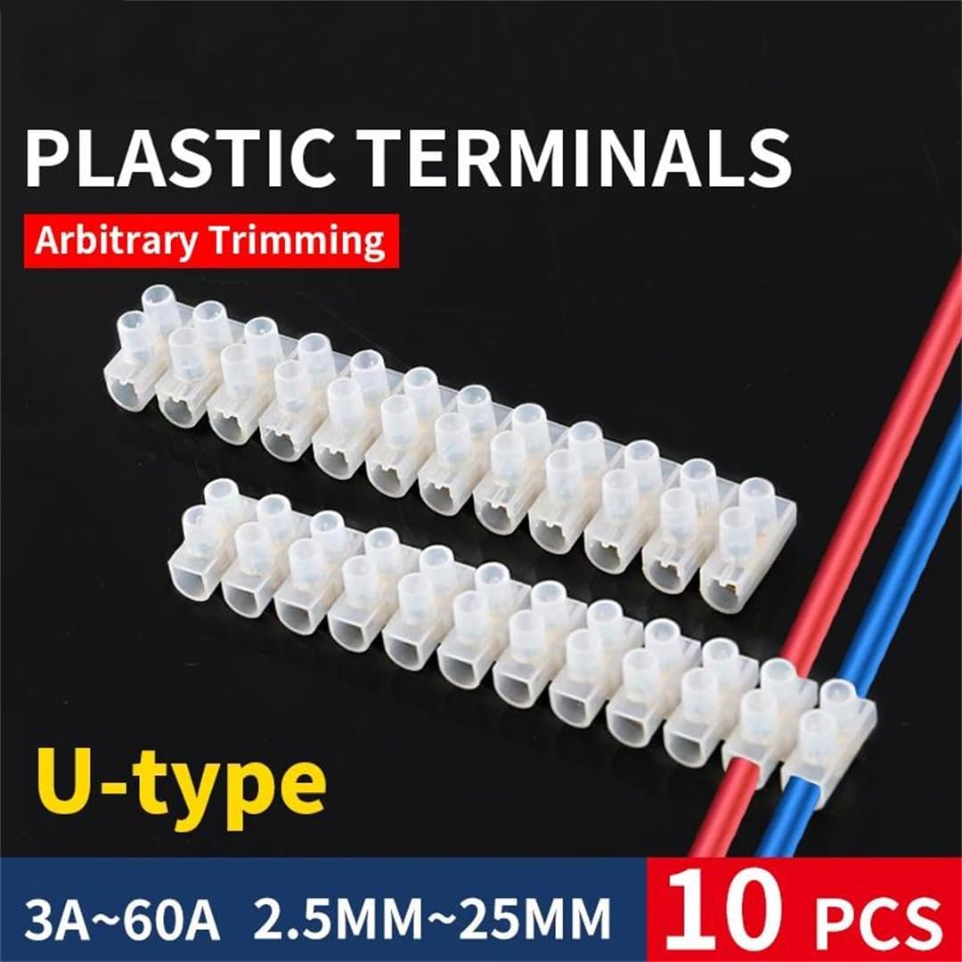Terminal Block Strip 12 Position Electrical Barrier Connector Screw Type Wire Strip Block