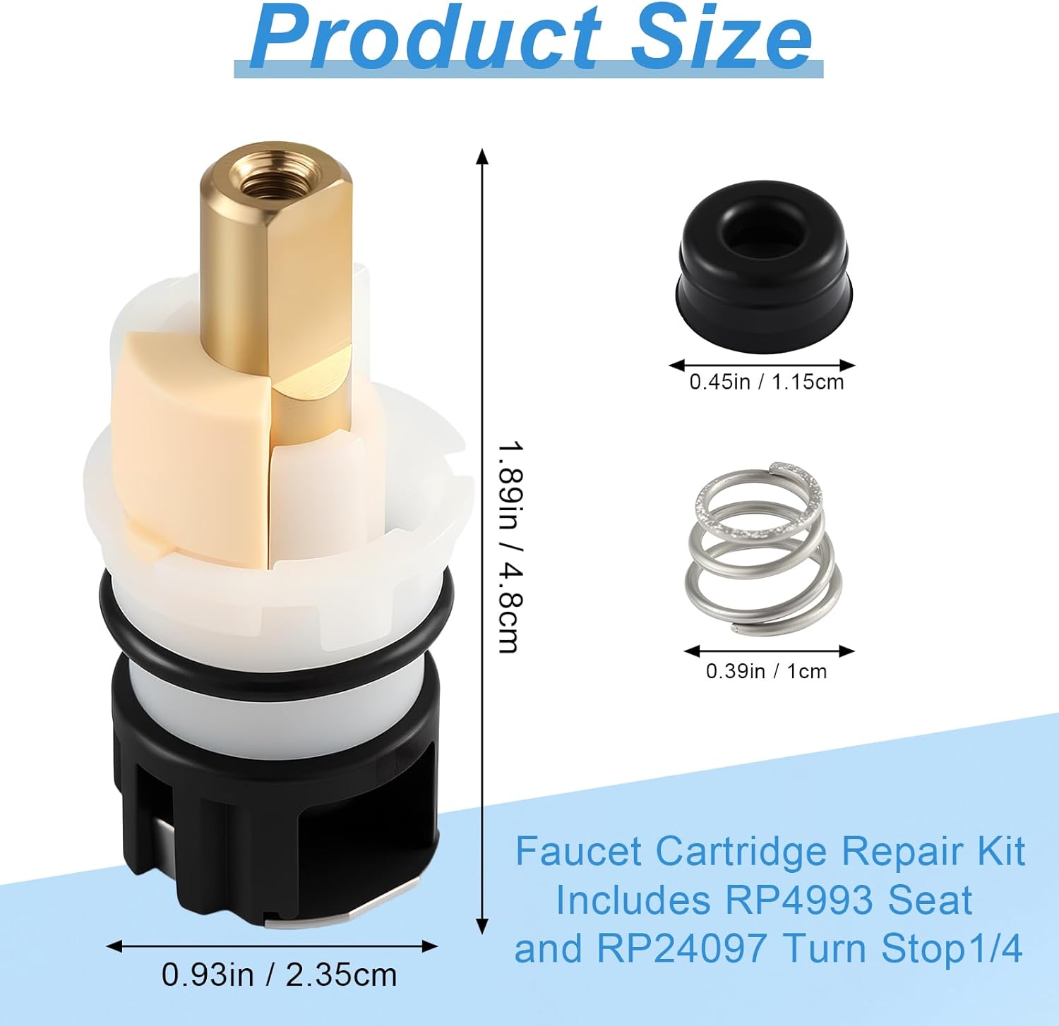 8 Pack RP25513 Faucet Stem Replacement, Compatible with Delta Two Handle Faucet and RP24096 Faucet Cartridge, Faucet Repair Kit, with RP24097 Turn Stop 1/4 and 8 × RP4993 Seat and Spring (8)