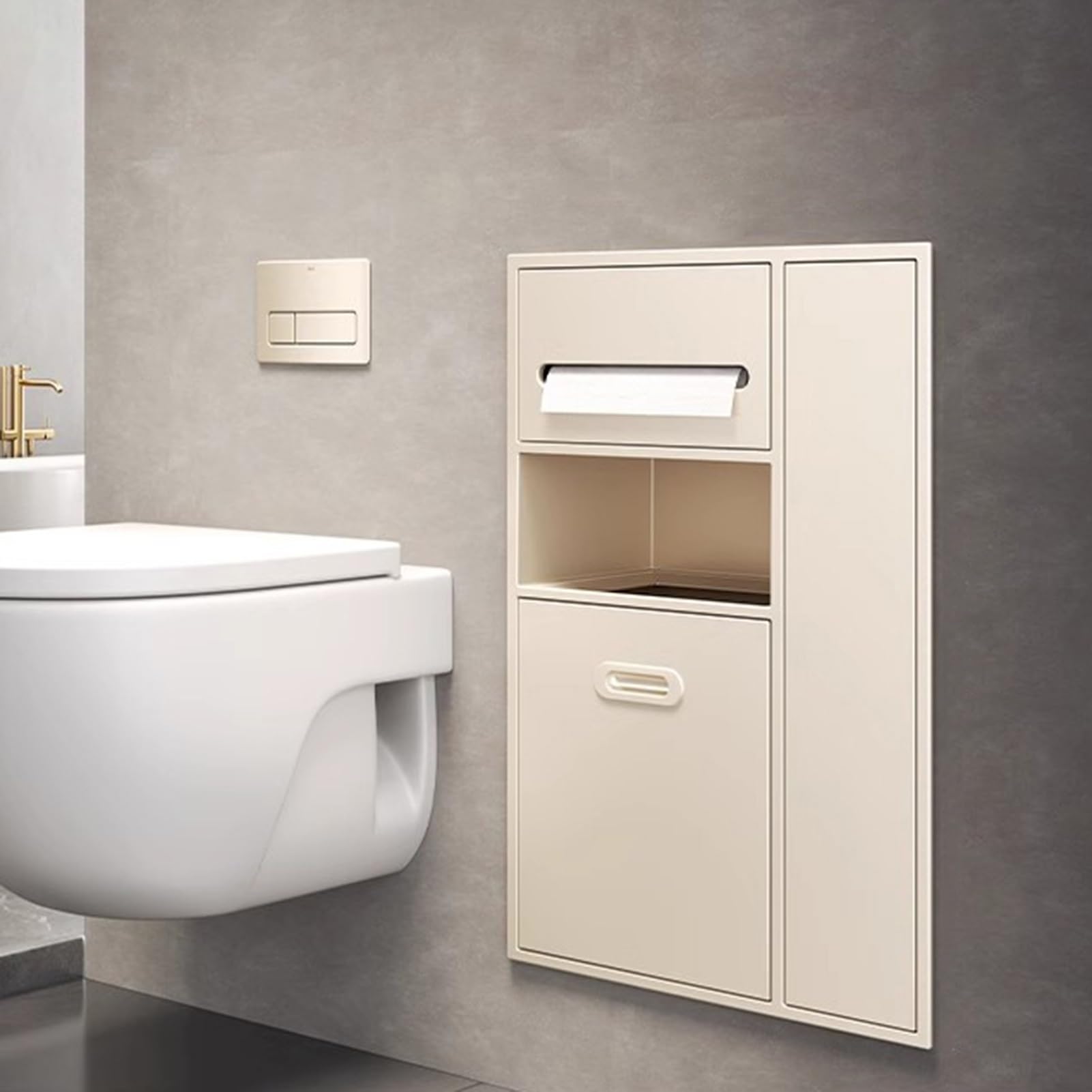 Porte-papier toilette encastré anti-encombrement pour résoudre le manque de place wc