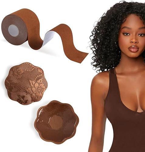 Boob Tape Boobytape 3 Extra Wide Bob Tape for Large Breasts XL Breast Lift Tape w 2pcs Reusable Nipplecover Adhesive Bra