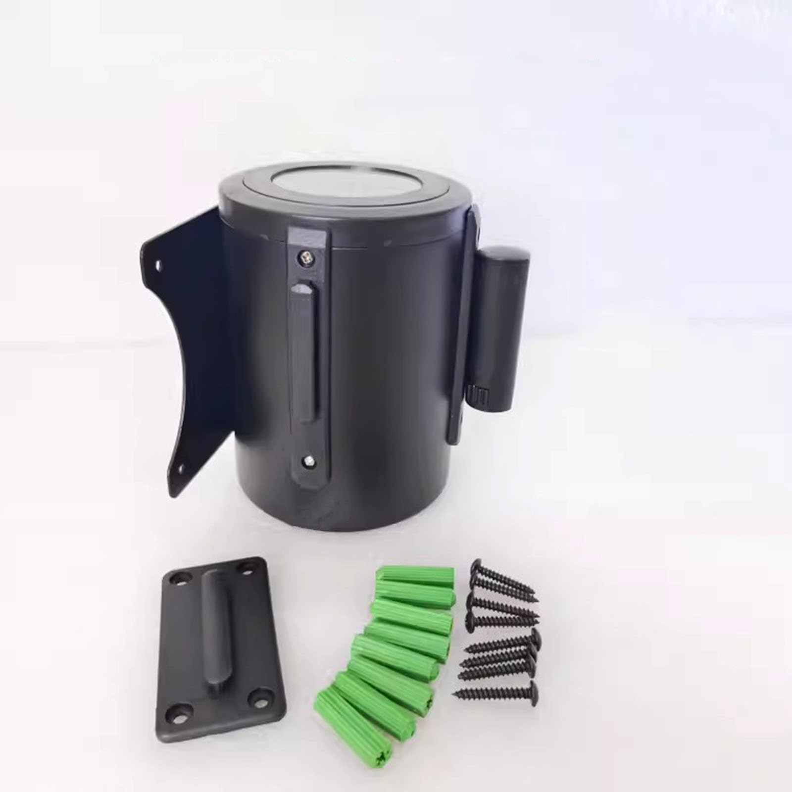 barriera retrattile, Barriera a muro for il controllo della folla da 10 m con cassa in acciaio nero, sistema di frenata sicurezza e pulsante bloccaggio(B)