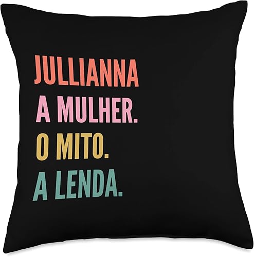 Designs De Nomes Engraçados Para Mulher Funny Portuguese First Name Design-Jullianna Throw Pillow, 18x18, Multicolor