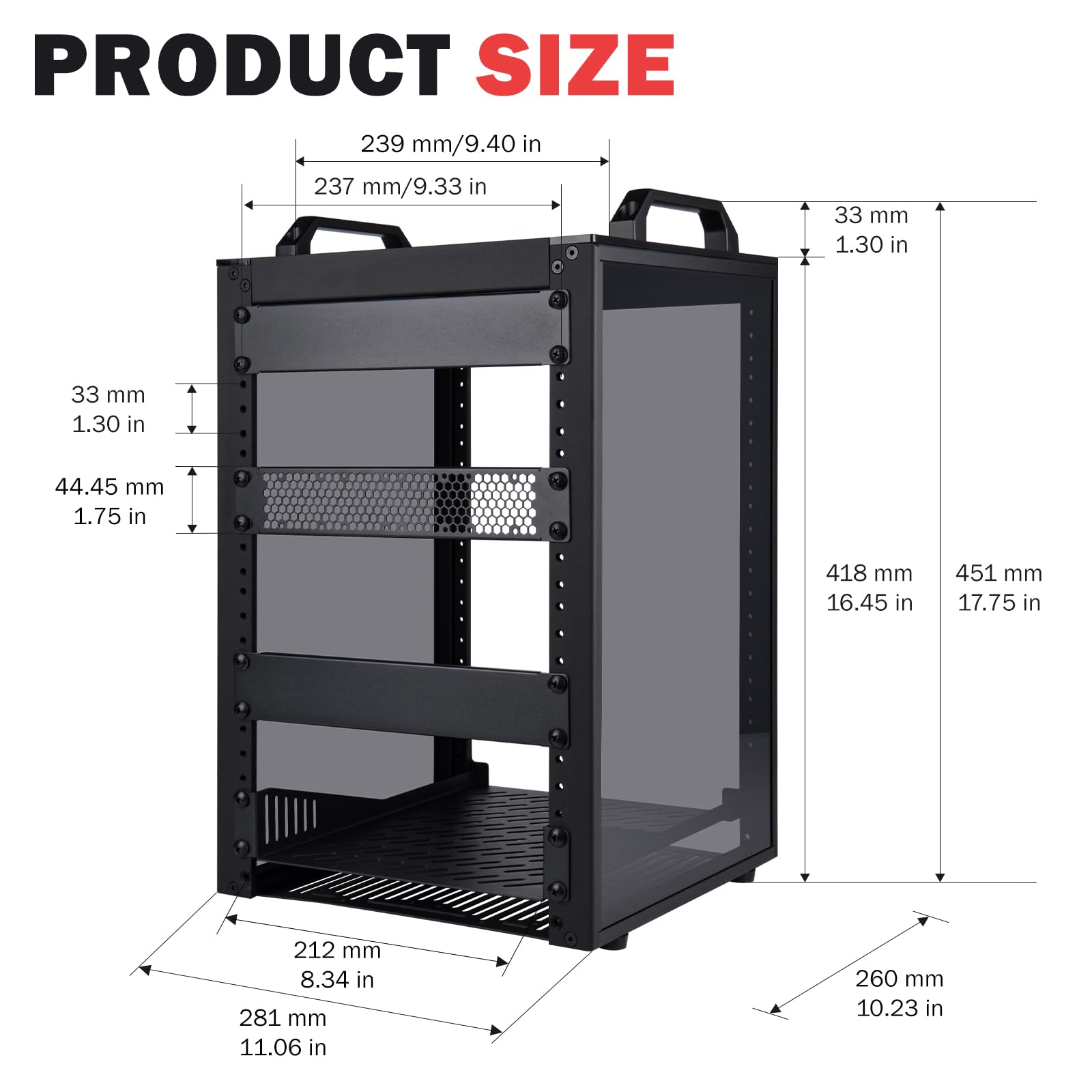 GeeekPi Szafa serwerowa 8U, DeskPi RackMate T1 Plus, 10-calowy stojak sieciowy do serwerów, sieci, urządzeń A/V, głębokość 260 mm, czarna