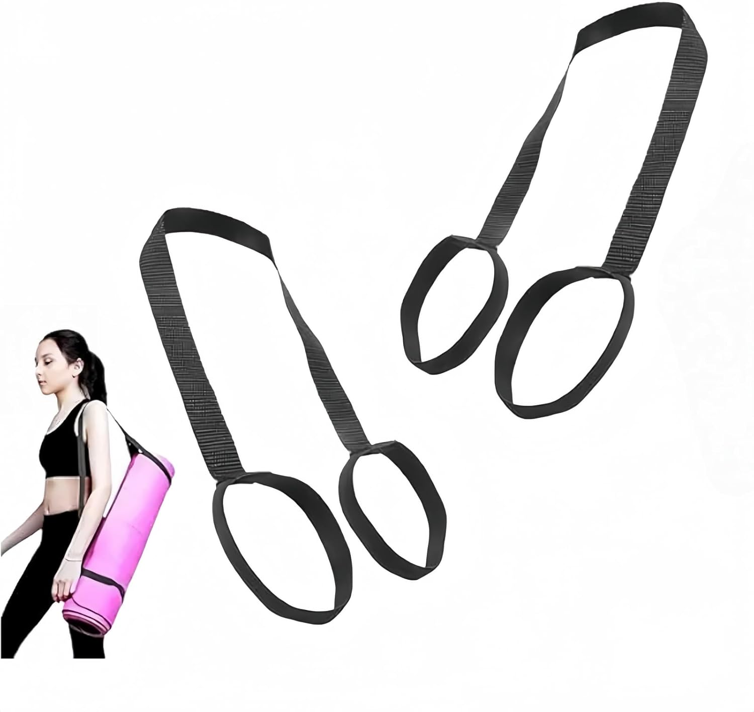 2Pcs Yoga Mat Straps For Carrying – Yoga Mat Elastic Straps,Adjustable Yoga Carrying Strap Holder Straps,Exercise Mat Carrier Strap,Weight Loss Fitness Binding Rope,Exercise and Fitness Accessories
