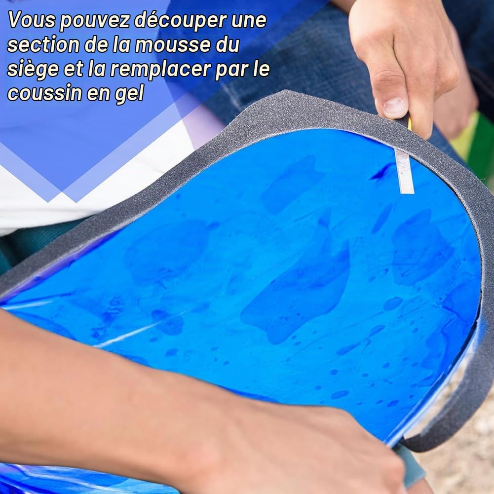 Domybest Coussin Gel Moto Tapis d'Absorption de Choc pour Siège de Moto - Moelleux et Confortable - Bleu