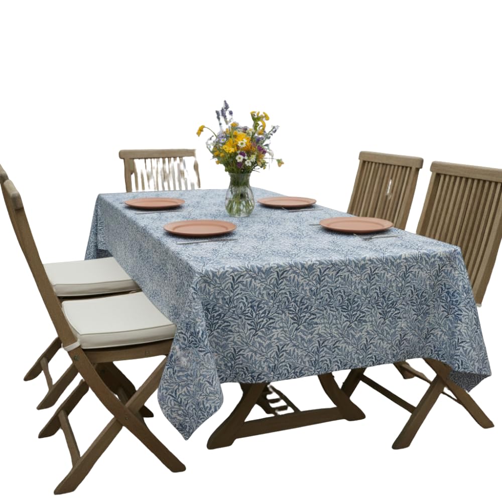 Jolee William Morris Willow Bough Tablecloth, Sea Breeze, Outdoor Indoor, Water Repellent, Rectangular, 144 CM x 400 CM