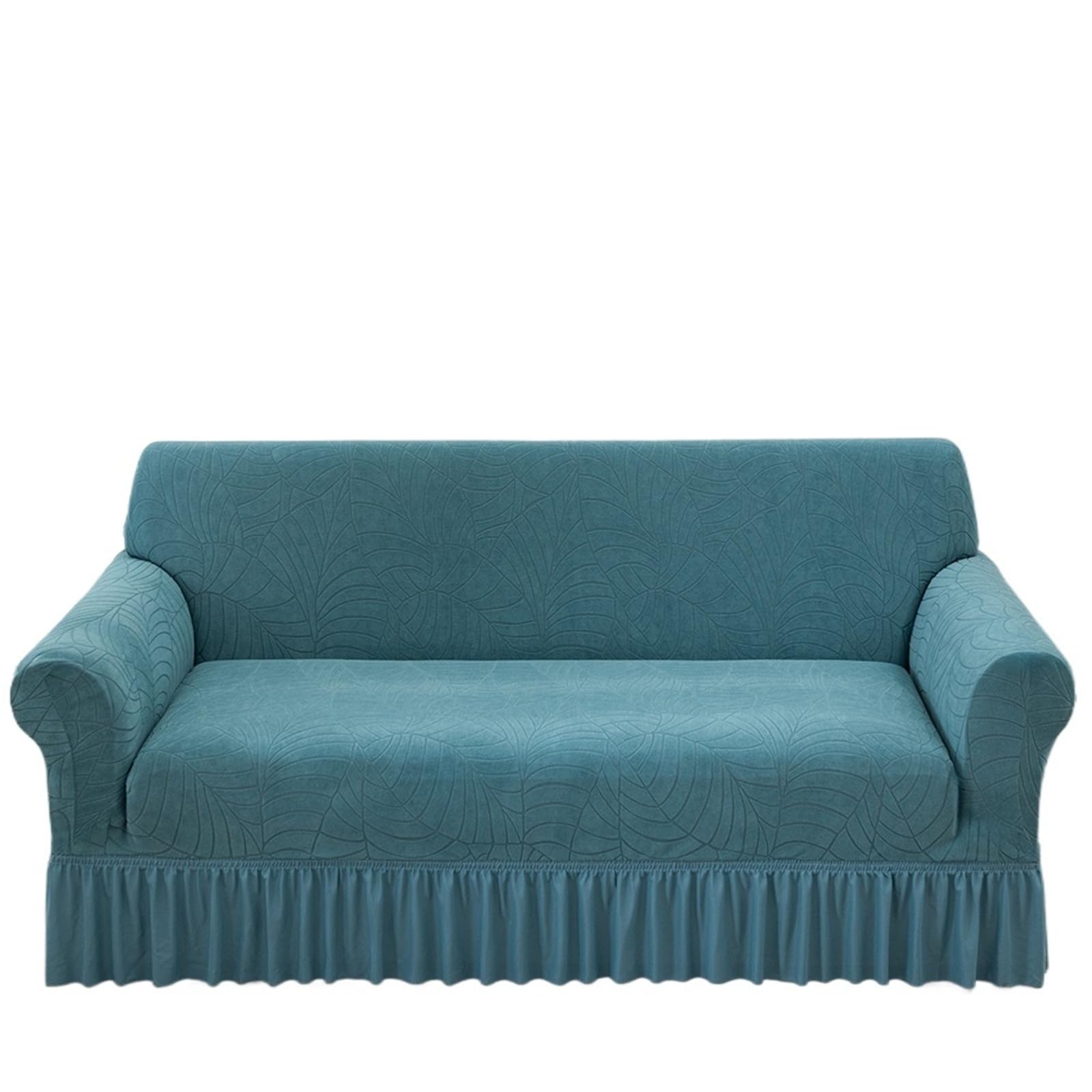 GCYEIDMA Skirt Sofa Cover Jacquard Sofa Slipcover with Skirt Stretch Cover for Living Room Couch Covers Easy Fitted Washable(Light Blue,3-seater 190-230cm)