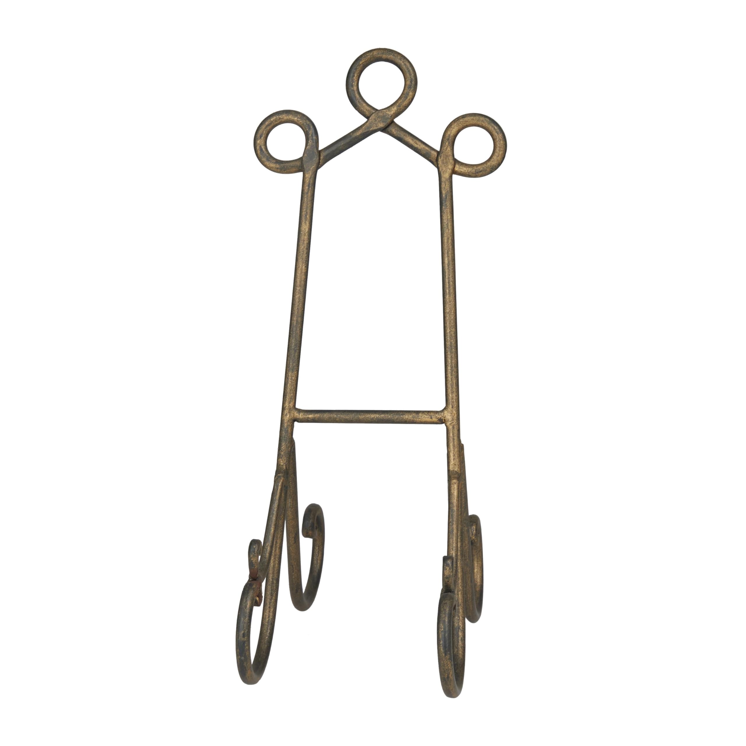 Photo 1 of ***BENT DOES NOT STAND UP CORRECTLY*** Deco 79 Metal Display Easel Scroll Tabletop Easel, Display Stand 7" x 10" x 16", Gold