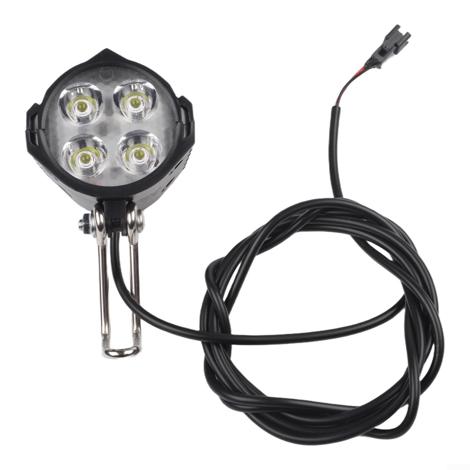 E-Bike Headlight with CAN Protocol and 2 Pin SM Connector, 36V/48V Front Lamp Compatible with HD Mid-Drive Motors for Night Riding, Black