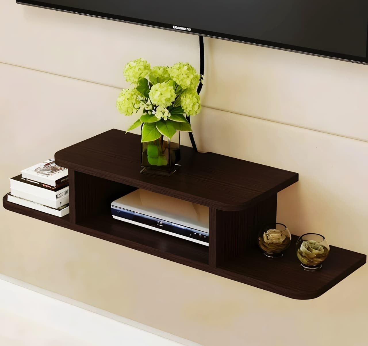 TV Setup Box Stand/TV Set UP Box Holder/TV Remote Holder (Glossy,Engineered Wood),WiFi Router,Wall Shelf,Storage Shelf