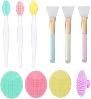 Lip Scrub Brush - Uramoto 3pcs Silicone Exfoliating Lip Brush, 3pcs Silicone Face Mask Brush Soft Facial Mud Mask Brush and 4pcs Silicone Face Scrubbers Exfoliator Brush, Beauty Tool Brush Set of 10