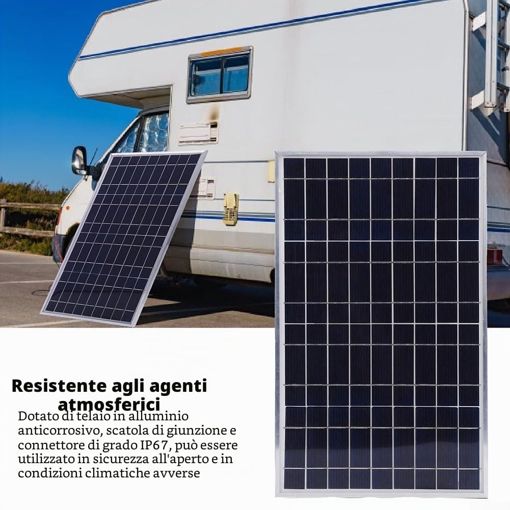 Pannello solare portatile da 200 W, 12 V, caricabatterie con cella policristallina, per auto, camper, barca, trattore, motoslitta (doppio)