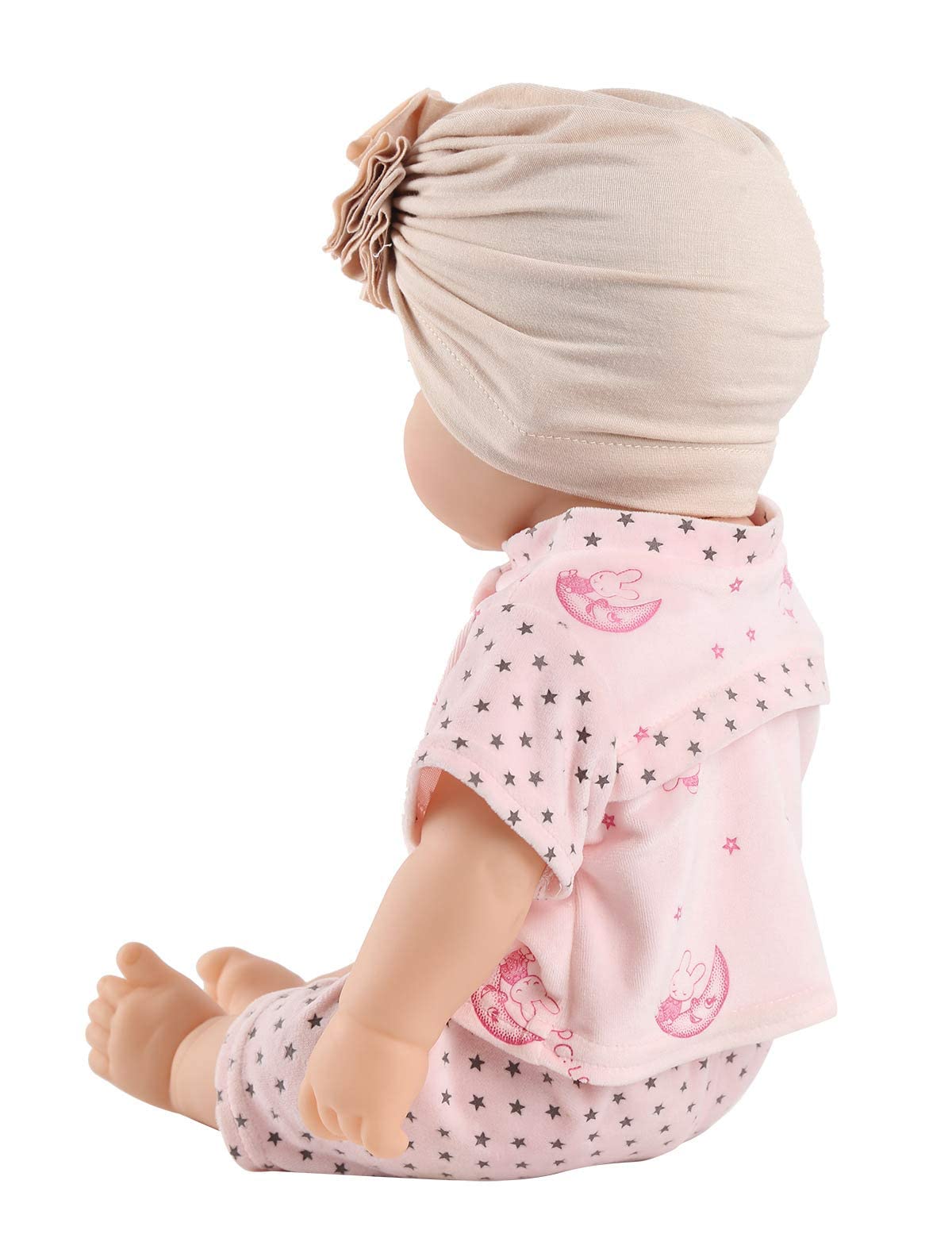 Säuglingsbaby Beanie Knoten Donut Hut Neugeborene Jungen Mädchen Baumwolle Weiche Turban Bogen Kaninchenohren Mütze Krankenhaus Kopf Wrap (Color : N Round Ruffles, Size : One Size)