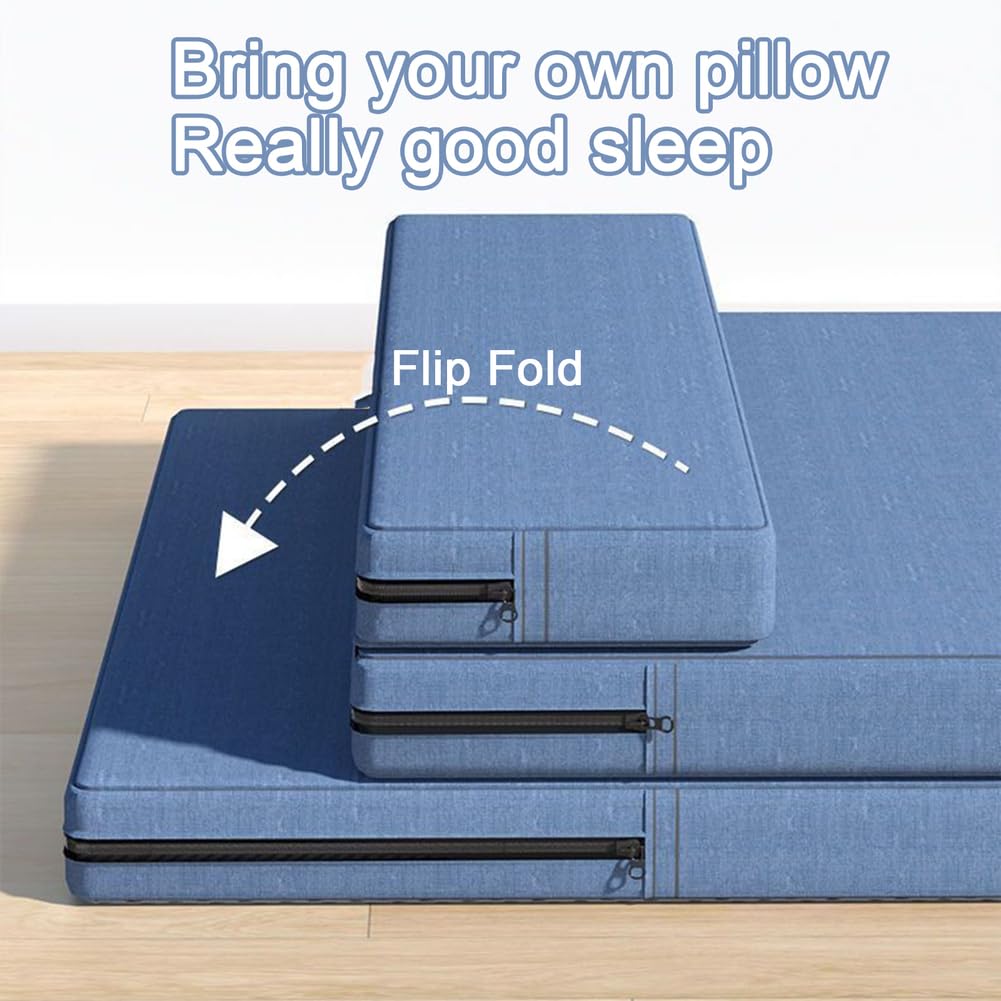 Tragbare Klappmatratze für Einzel- oder Doppelbett, 5 cm/8 cm/10 cm, Campingmatratze mit waschbarem Bezug und Reisekissen, Gästebett, Lösung, Grau, 160 x 60 x 8 cm
