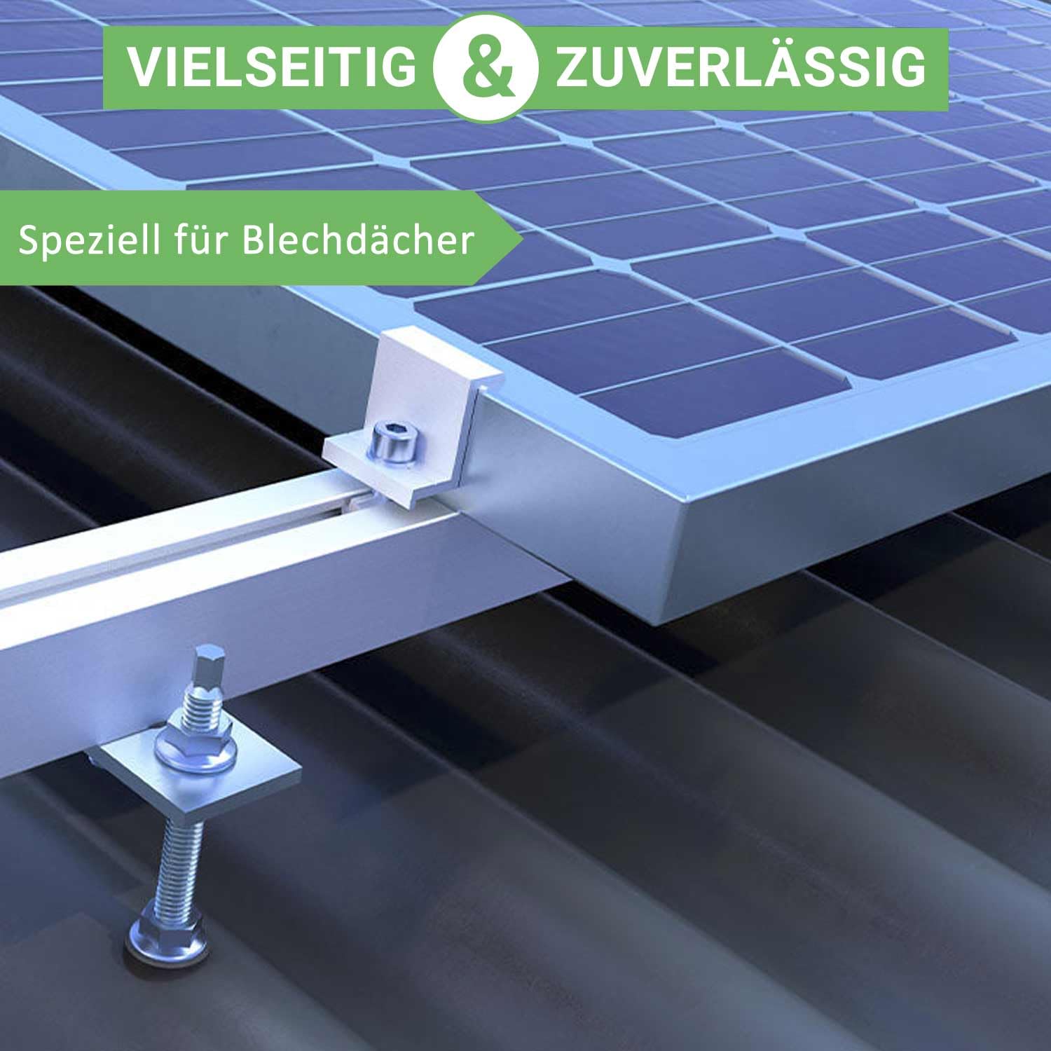 10 Stockschrauben mit Adapterplatten m10 x 250mm aus Edelstahl - Für PV Anlage - Zur Befestigung von Solarpanelen