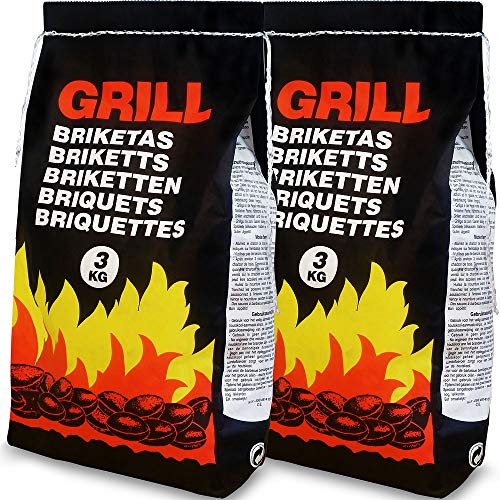 Deuba® 6 Kg Grillbriketts 2 x 3kg Holzkohle Grillkohle Holzkohlebriketts...