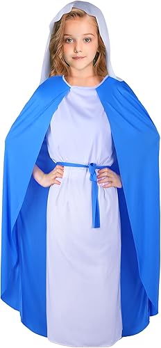 Disfraces bíblicos para niñas, disfraz de la Virgen de la Natividad, disfraz azul cristiano de Santa María para Halloween Cosplay