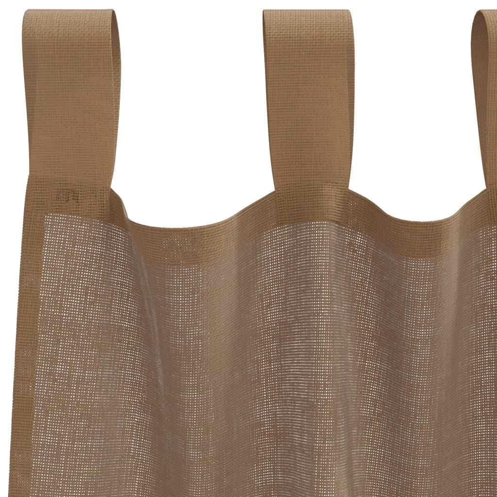Voile Vorhänge mit Schlaufen 2 Stück 140x260 cm Hellbraun transparent Blickdicht langlebig Stoff für Wohnzimmer Schlafzimmer Kinderzimmer Küche