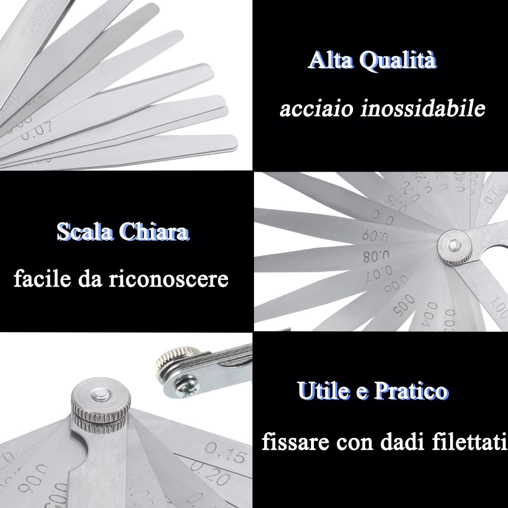 Spessimetro A Lame 17 Pezzi - Doppia Scala Metrica E Imperiale In Acciaio - Foto 4
