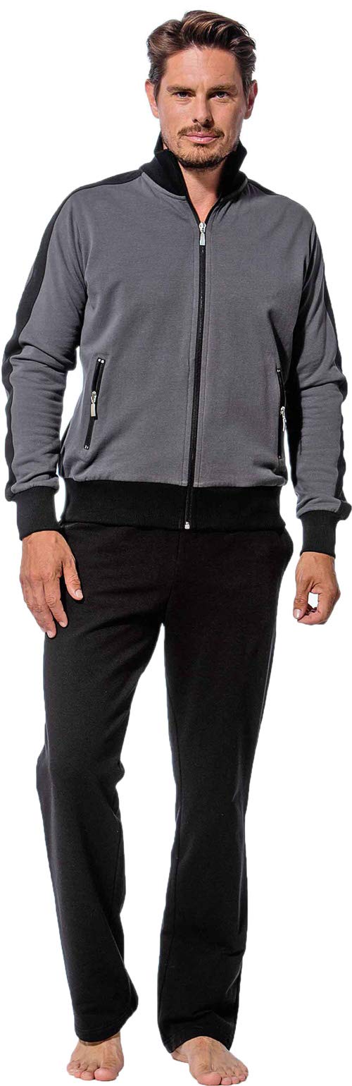 Morgenstern Hausanzug Herren Set Trainingsanzug Freizeitanzug Baumwolle 2-teilig langarm Jacke lange Hose