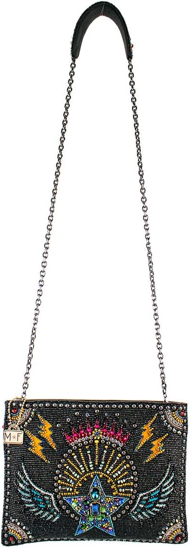 Mary Frances Starstruck Beaded Crossbody Handbag with Celestial Star Motif and Luxe Leather Accents Evening Bag, Multicolor