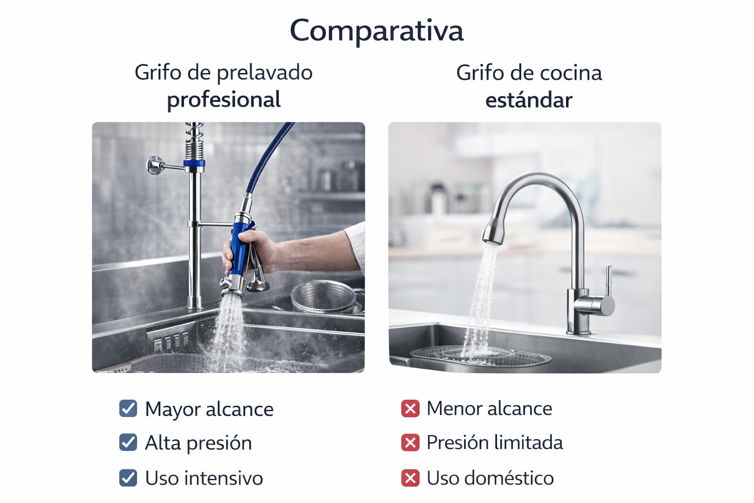 Genebre - Grifo Columna Prelavado Profesional 1705 04 | Grifo Industrial Monomando con Ducha Extraíble | Cocina Profesional y Hostelería | Columna Alta con Muelle AISI 304 y Cartucho Cerámico D40