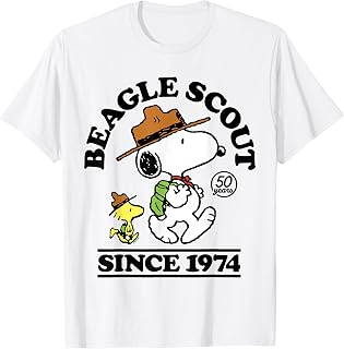 Peanuts - Snoopy Woodstock Beagle Scout 50 Years Since 1974 T-Shirt