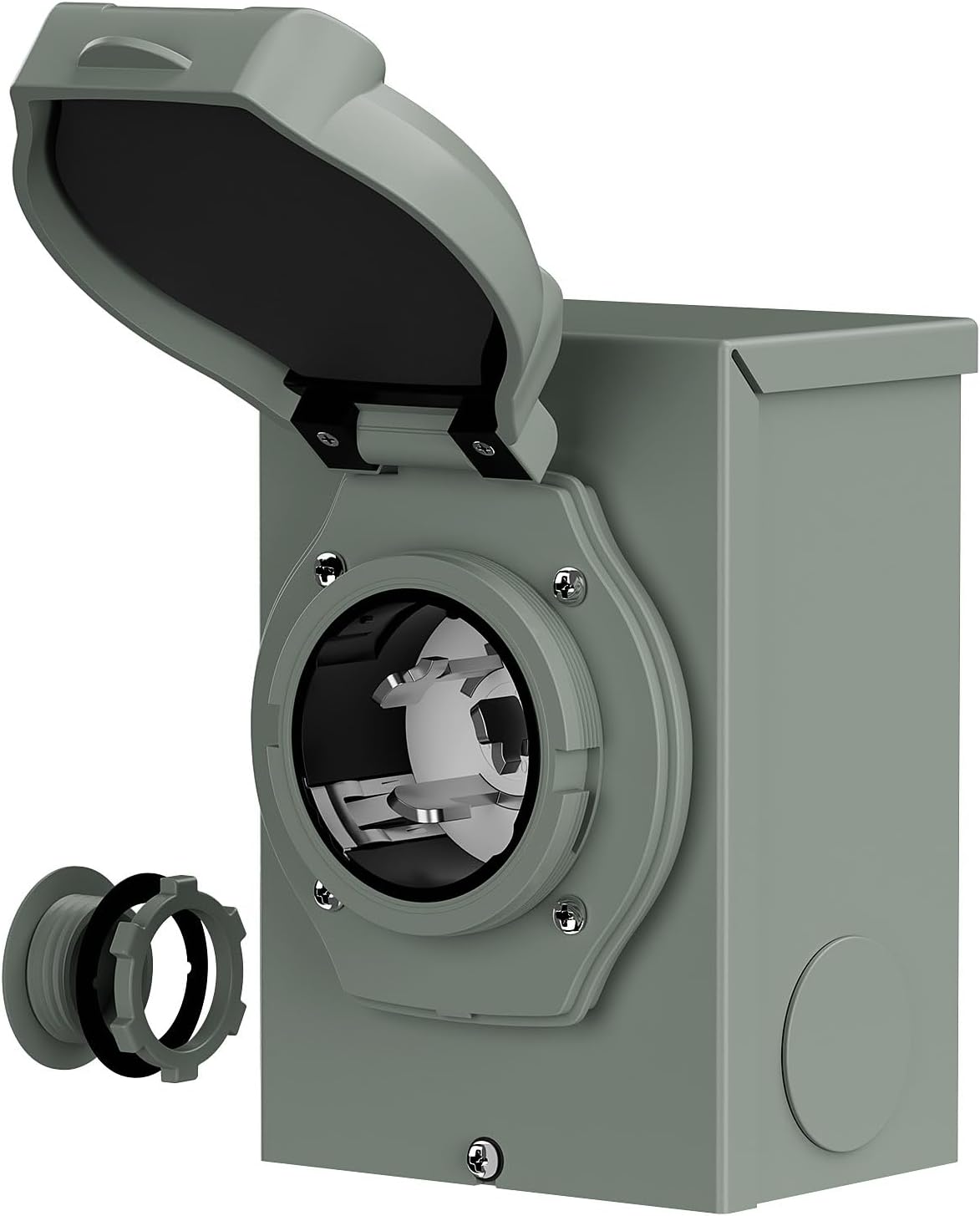 Nema SS 2-50 50-AMP/125V 250V Waterproof Power Inlet Box, ETL Listed 50A Generator Power Inlet, Outdoor use 2-50 50A 125V/250V Inlet Box with LED Light AD0070