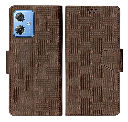 Image of SBMS Flip Cover for Motorola Moto G64 5G / G54 5G Back Cover Case with Magnatic Closure | Inbuilt Stand | Card & Money Pocket (Mat Brown)