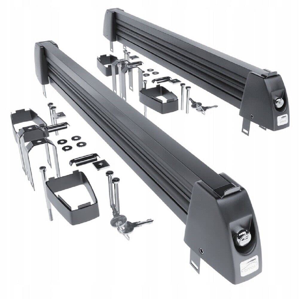 QLS Ski und Snowboardhalter Ski Lock 5 58 cm mit Schloss Schwarz | Transport von bis zu 5 Paar Ski oder 4 Snowboards mit Diebstahlschutz passend für T Profil Rechteck Oval und Aero Träger