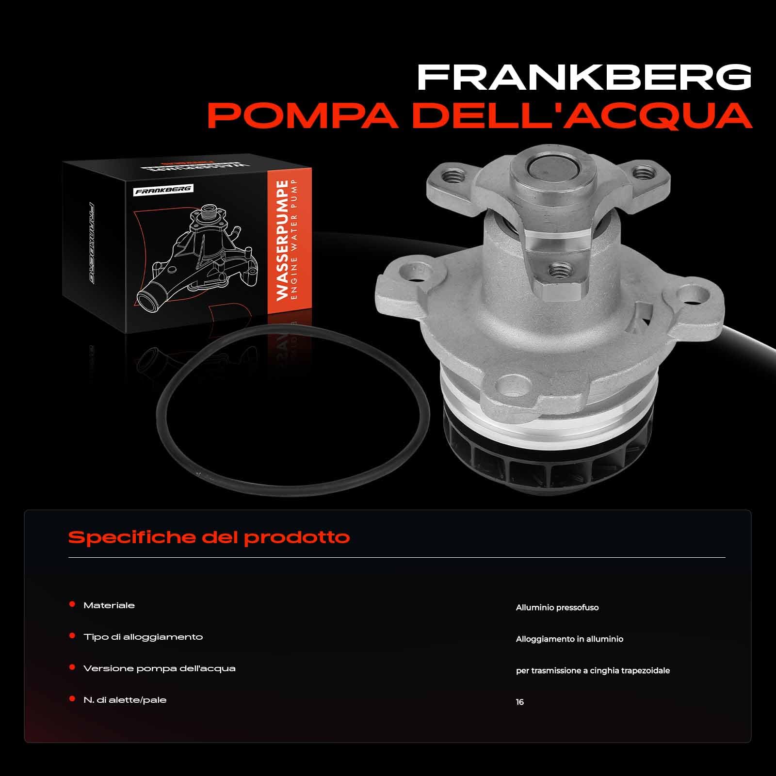 Frankberg Pompa acqua Pompa refrigerante Diesel Compatibile con Laguna II BG0/1 2.0L Qashqai +2 I J10 NJ10 2.0L X-Trail T32 T32R T32RR 2.0L Trafic II Bus JL 2.0L X-Trail T31 2.0L Replace# 2246961
