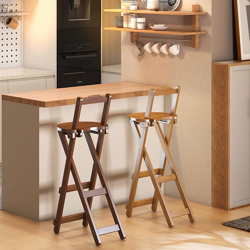 Tabouret De Bar Pliable En Bambou - Siège 32cm Hauteur 60cm Lot 1/2/3/4