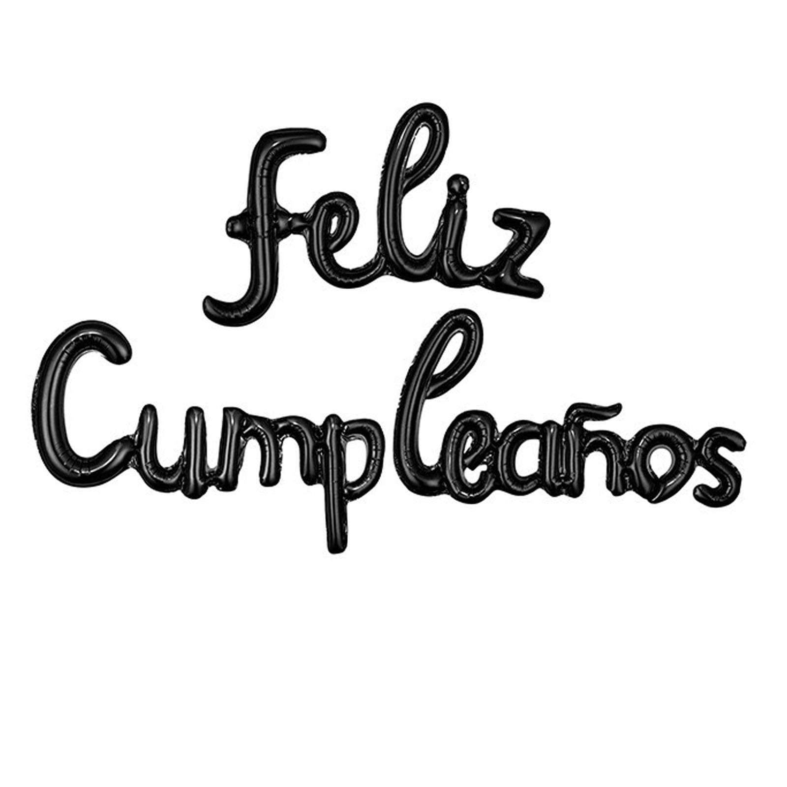 ZHENGYE Black Feliz Cumpleanos Small Letters Conjoined Balloons Banner Happy Birthday Balloons Foil Mylar Balloon Birthday Party Decoration Supplies