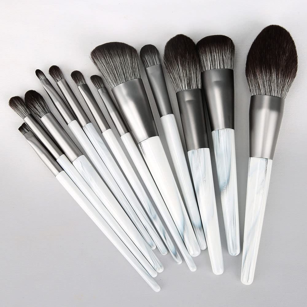 12 Ensemble de pinceaux de Maquillage Ensemble Complet de Pinceau à Poudre en Vrac Pinceau de Fond de Teint Plat Ensemble d'ombre à paupières Pinceau Outils de beauté