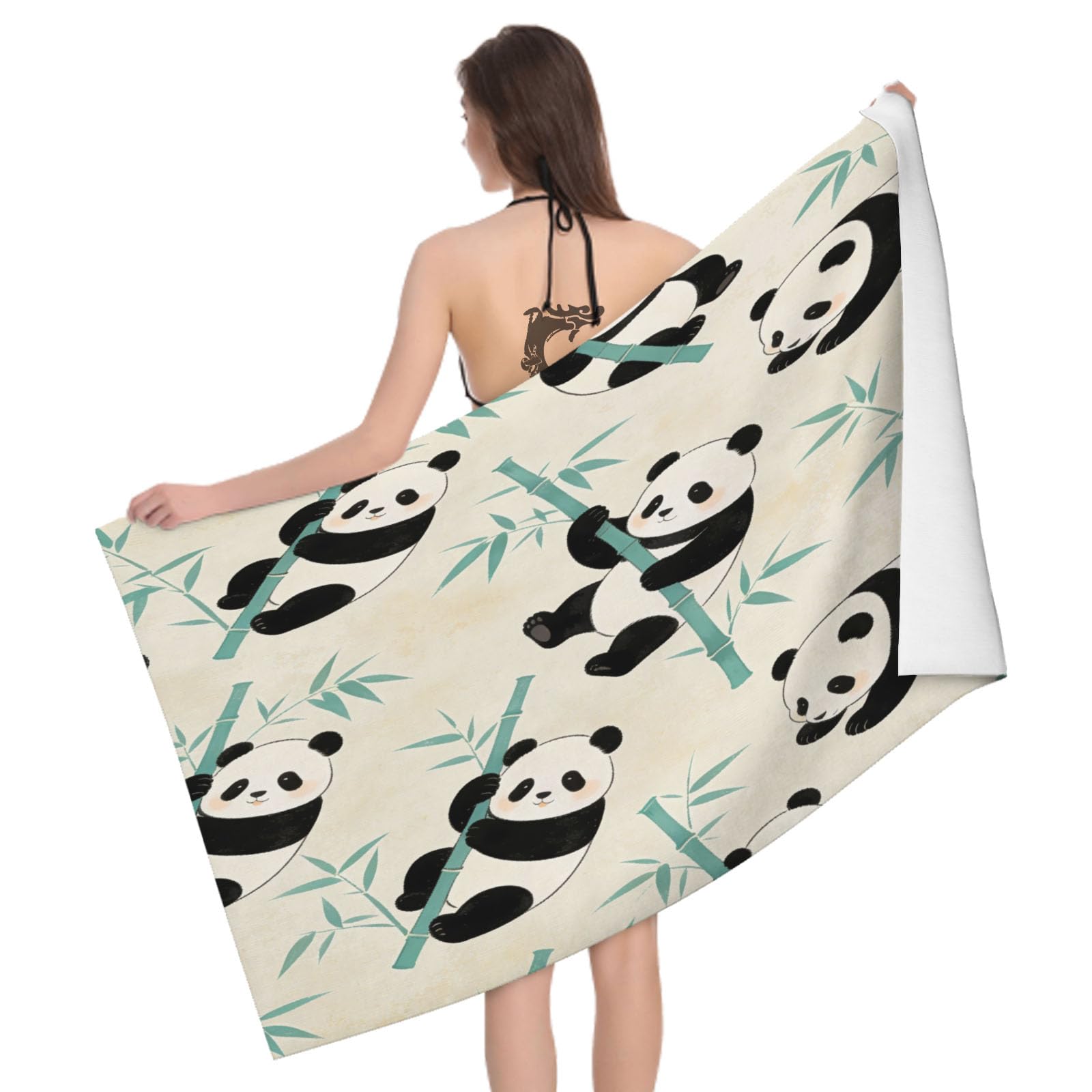 Leichong 3D Panda Beach Towel Large Microfiber Soft Quick Dry for Adults, Cute Style Bath Towel Lightweight Soft Absorbent for Travel Swimming Pool Sports, 80 x 160 cm