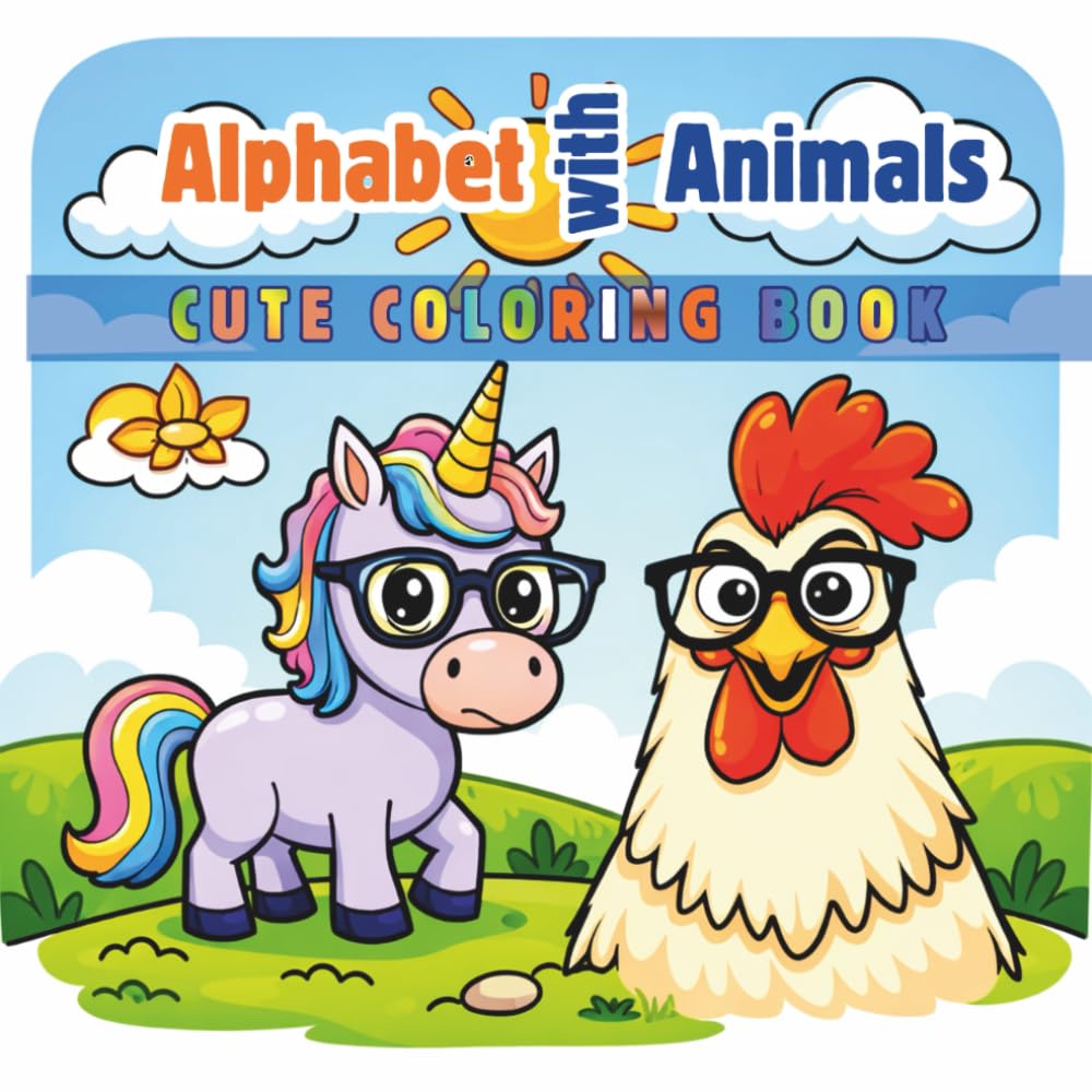 Alphabet with Animals: Simple & cute animals coloring book for kids