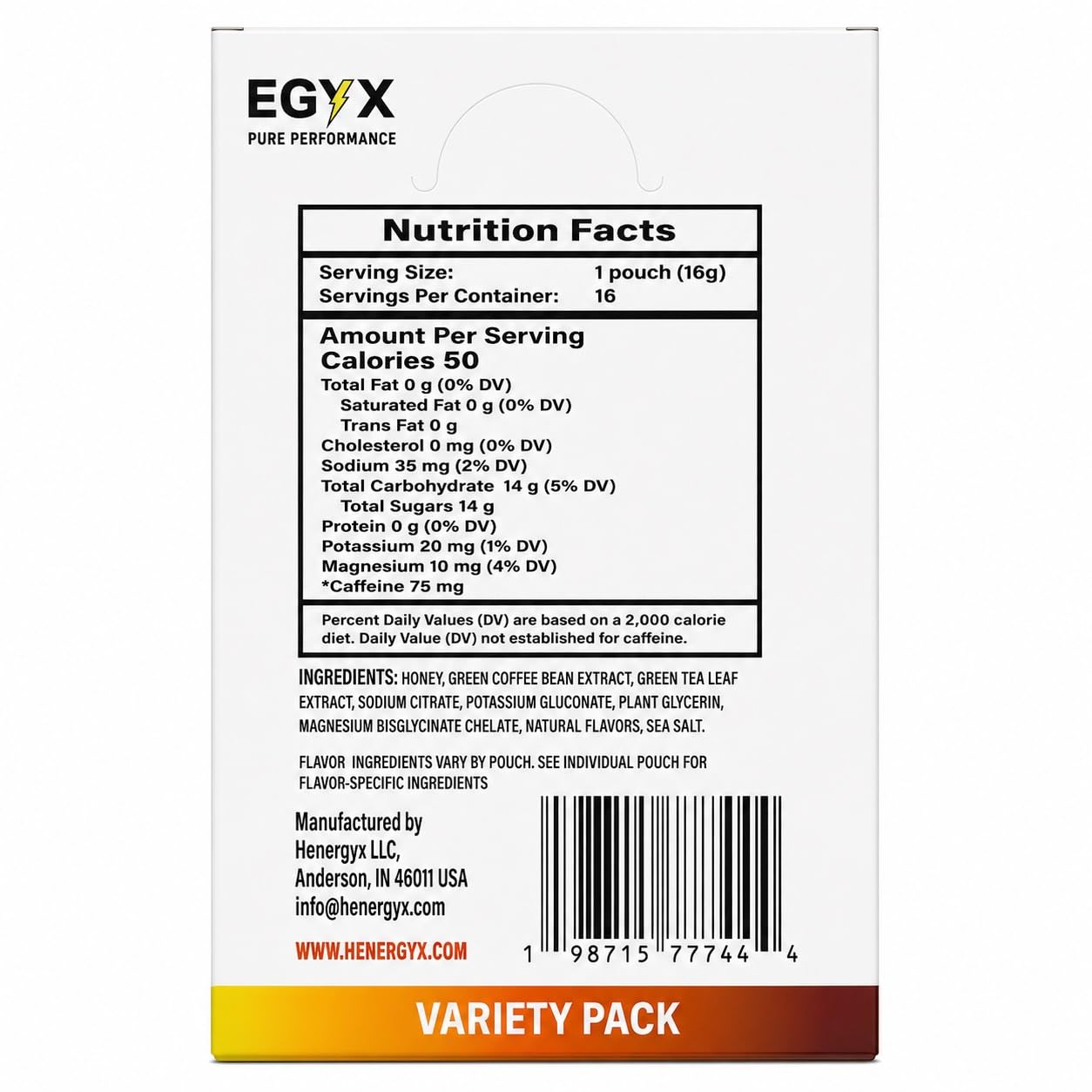 Honey Energy Gel – 75 mg Caffeine – Preservative-Free – 16 Count Variety Pack – Original, Orange, Lemon & Mango – Running, Workouts & Everyday Use — Amazon image 2