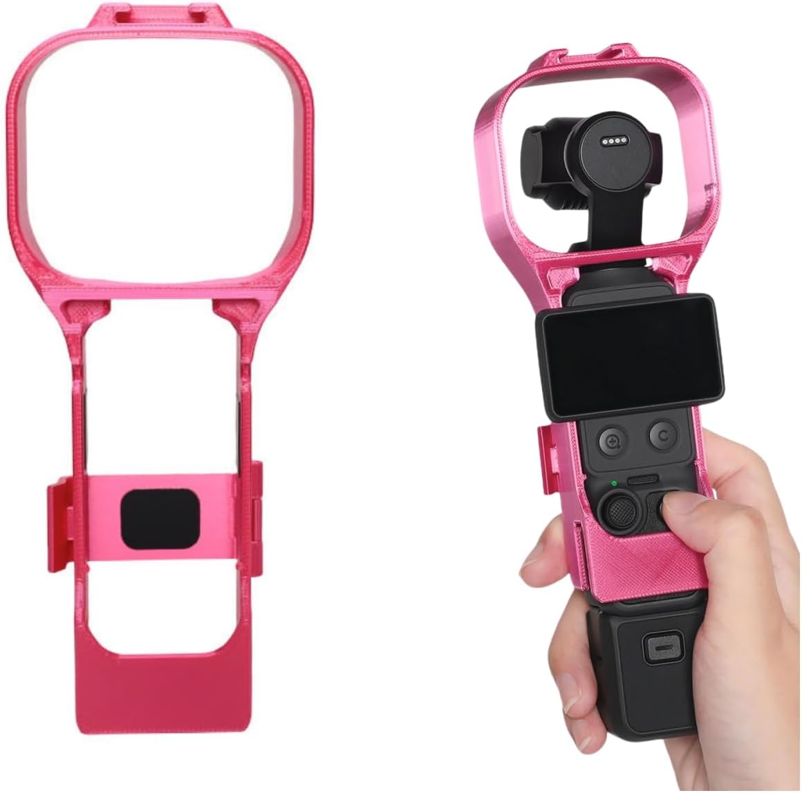 Extension Adapter for DJI Osmo Pocket 4, Quick-Release Ultra-Lightweight Camera Frame with Cold/Hot Shoe Mount 1/4" Connector for Vlogging Video Recording (Magenta)
