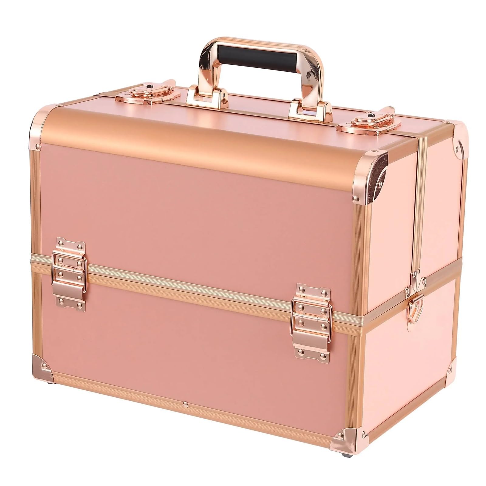 Porta Smalti Organizer Scatola for trucco di bellezza Custodie for cosmetici professionali Borsa for valigia for organizer multistrato for unghie(Golden plain pattern)