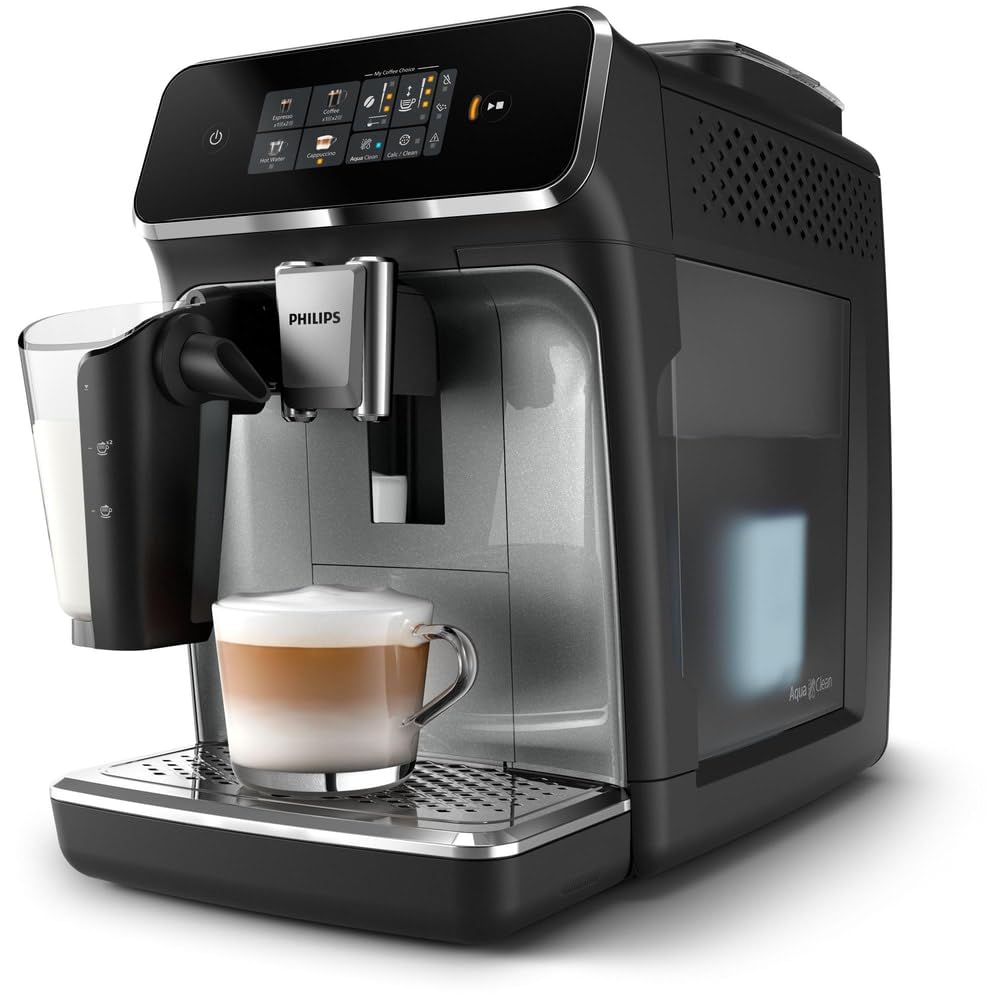 Machine a café Expresso broyeur - PHILIPS - EP2339/40 - Série 2300 - LatteGo - 4 recettes - Broyeur céramique - Noir panthere