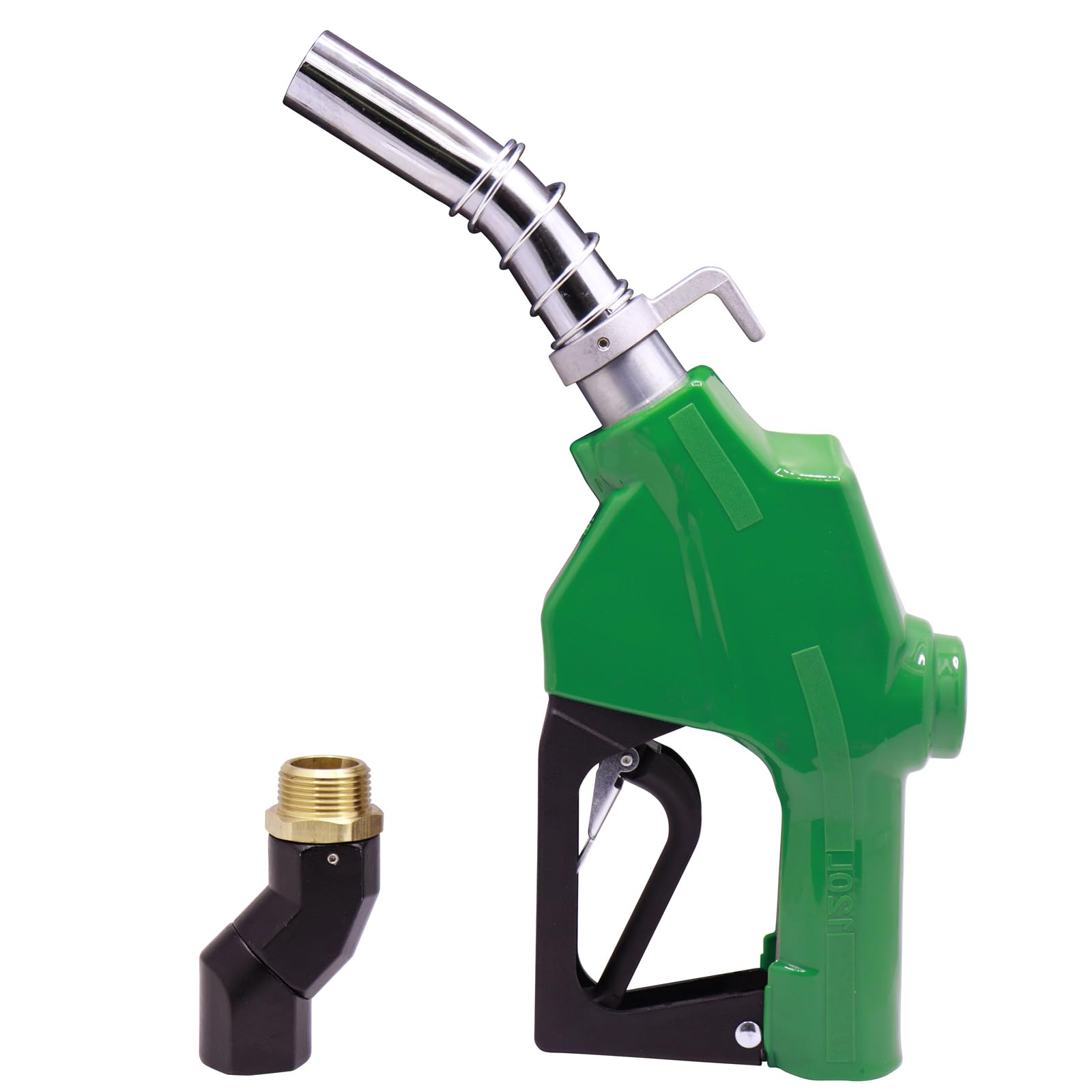 GIAYOGO 1" Inch NPT Fuel Nozzle Automatic Shut-Off Green Gas Pump Heavy Duty Nozzle with Fuel Hose Swivel & Hook 19/16 Inches Spout (OD=30mm) Three