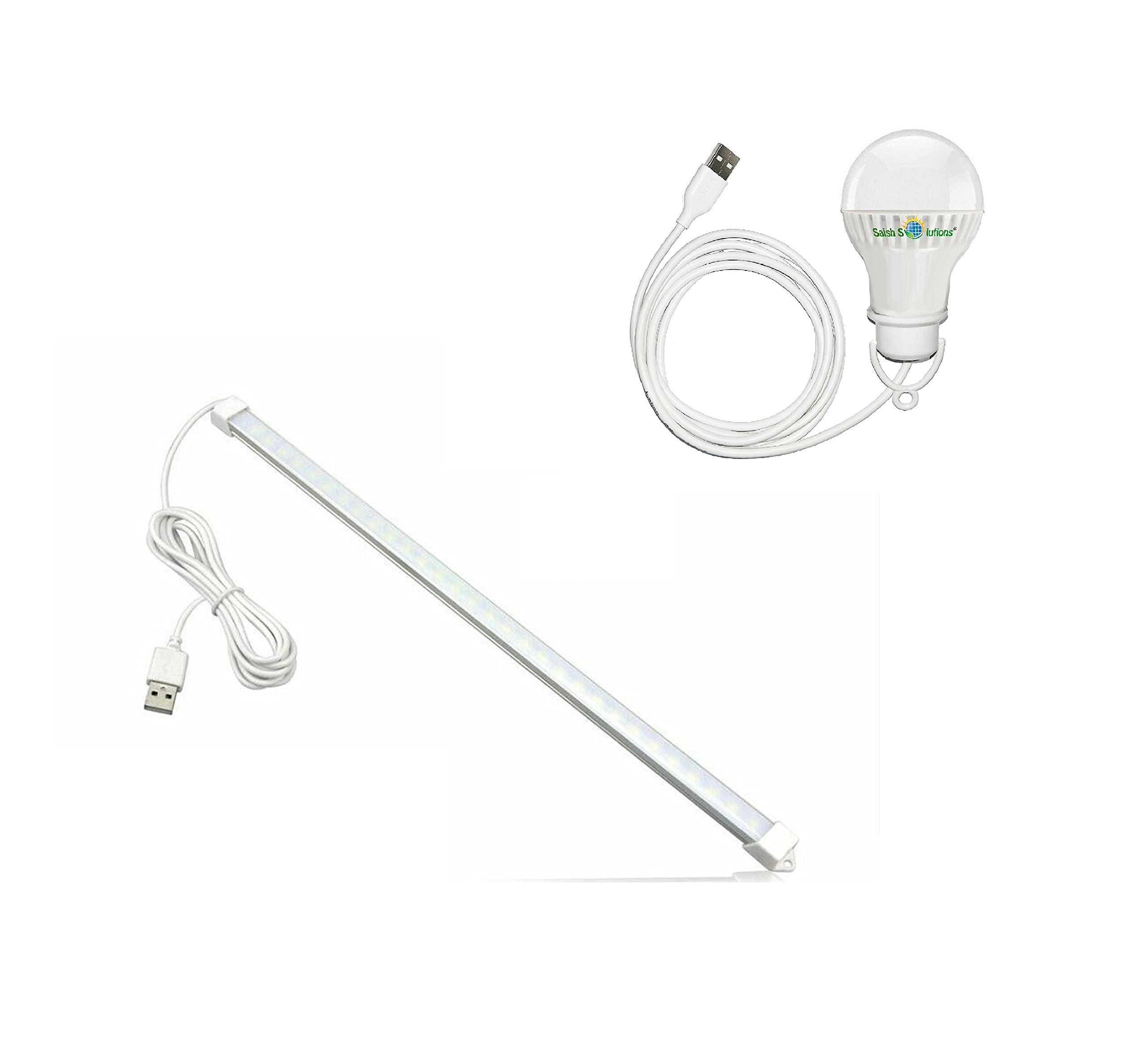 Saish Solutions® 5 volts 6 Watts USB Bulb and 5 volts 5 Watts USB Tube Light (White) High Brightness along with 6 Feet long cable - Combo Pack (B07YPXWGFS) Amazon Price History, Amazon Price Tracker