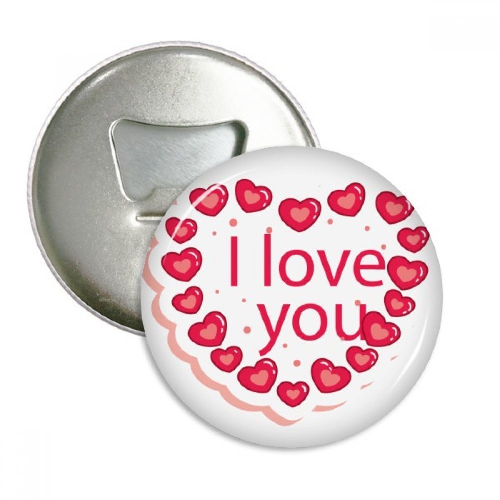 Décapsuleur aimanté 3 en 1 Cœur Rose I Love You avec badge et aimant frigo