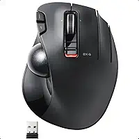 ELECOM Mouse Trackball EX-G, sem fio USB de 2,4 GHz, design ergonômico, controle de polegar, esfera de rolo suave, rastreamento óptico, 6 botões programáveis, rolagem de inclinação, mouses de