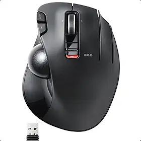 ELECOM Mouse Trackball EX-G, sem fio USB de 2,4 GHz, design ergonômico, controle de polegar, esfera de rolo suave, rastreamento óptico, 6 botões programáveis, rolagem de inclinação, mouses de